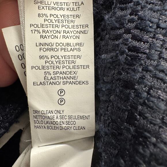 Lucky Brand Blazer Womens 6 Blue Tweed Textured Jacket Lined Coastal 1 Button - Picture 8 of 9